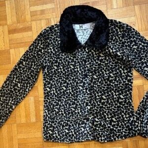 Vintage leopard and faux fur zip up shirt * accepting offers